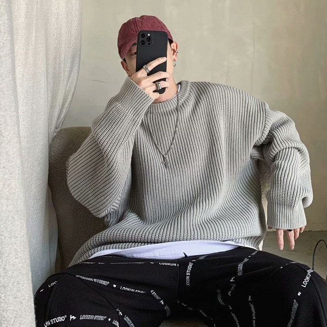 엘쏘 촘촘 하찌 짜임 라운드 긴팔 니트