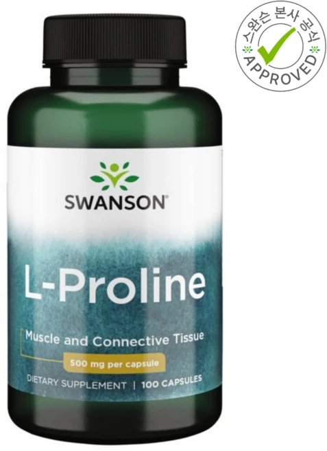 스완슨 L-프롤린 500mg 캡슐, 100개입, 1개, 100정 - 쿠팡