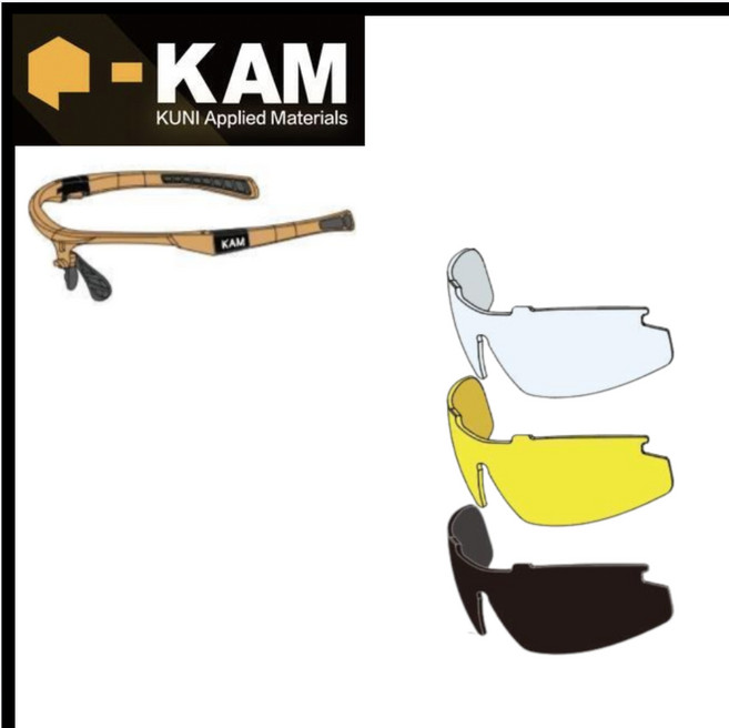 KAM TACT 戰術護目鏡 沙色鏡框 多色替換鏡片 舒適貼合 輕巧便攜, 1個, 墨(黑)色鏡片,紙盒版加購近視內鏡框