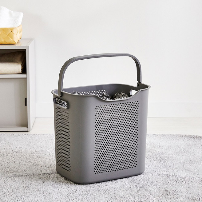 모던하우스 핸들이 있어 이동이 편한 빨래바구니, 그레이
