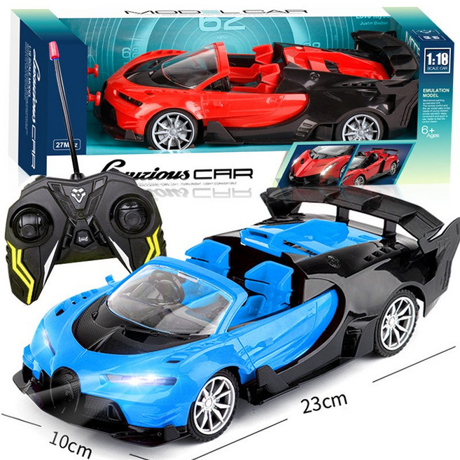 ANYOU 무선조종 자동차 장난감 소년 레이싱카 충전 원격조종 RC카, 블루 부가티, 1개