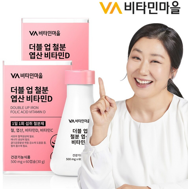 비타민마을 더블 업 철분 엽산 비타민D 30g, 60정, 2개