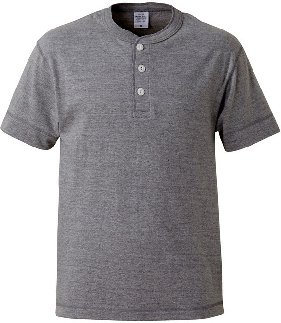 United Athle 5.6oz 亨利領 Tee 休閒純棉素T 短T 四色可選, 麻灰色