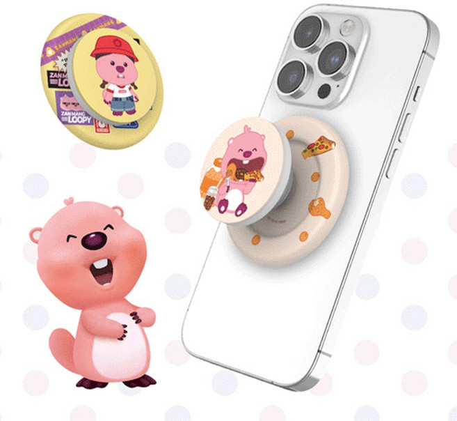 갤럭시 아이폰 잔망루피 정품 맥세이프 플레이트 포함 스마트톡 말랑뽀짝 그립톡, 와구와구, 1개