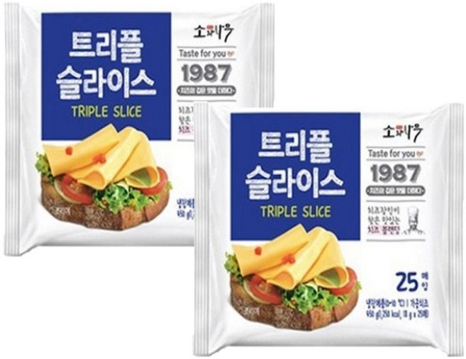 소와나무 트리플 슬라이스 치즈 450g 25매, 2개