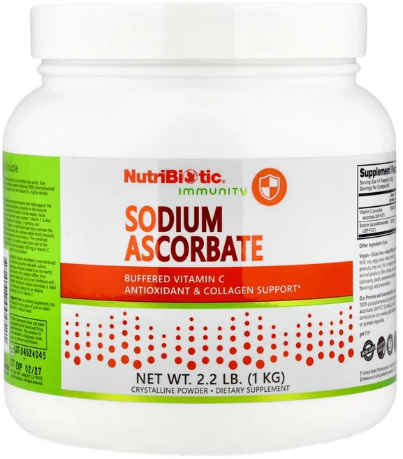 NutriBiotic 건강보조식품 Immunity 아스코르브산 나트륨 비타민C 콜라겐지원 비건식품 분말 1kg 1통, 1개 - 쿠팡