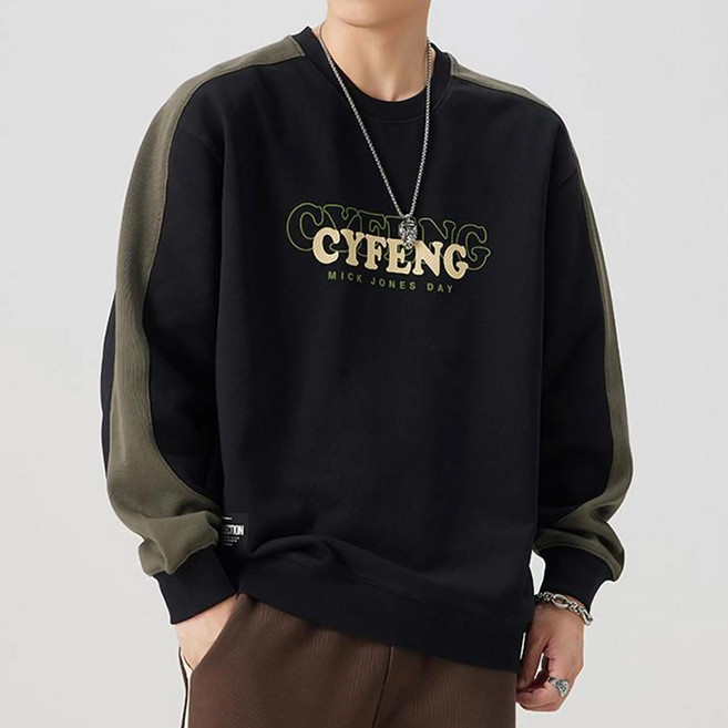 스몰더 남자 오버핏 빅사이즈 배색 긴팔 맨투맨