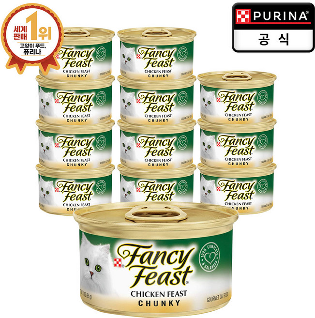 팬시피스트 청키 치킨 고양이 캔, 85g, 12개