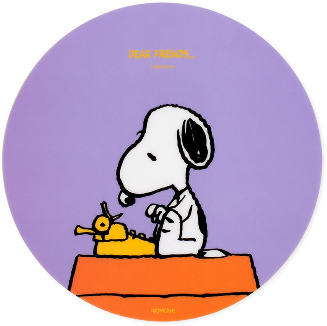 로이체 피너츠 스누피 원형 마우스패드, 바이올렛, 1개