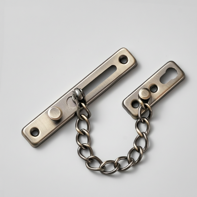 체인형 현관문 잠금 장치 다용도 이중 안전 고리, 1개, 앤틱 체인형