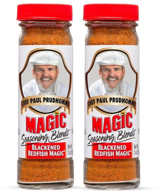 셰프 폴 블랙엔드 레드피쉬 매직 시즈닝 블렌드 | 케이준 스타일 향신료 조미료 글루텐 프리 MSG 무첨가 강렬한 풍미 그릴 요리 바비큐에 완벽한 각각 2온스 2개 세트, 57g