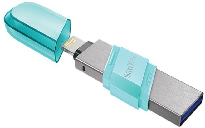 SANDISK iXpand 翻轉 OTG 隨身碟 薄荷綠 iPhone iPad 適用, 64GB, 1個