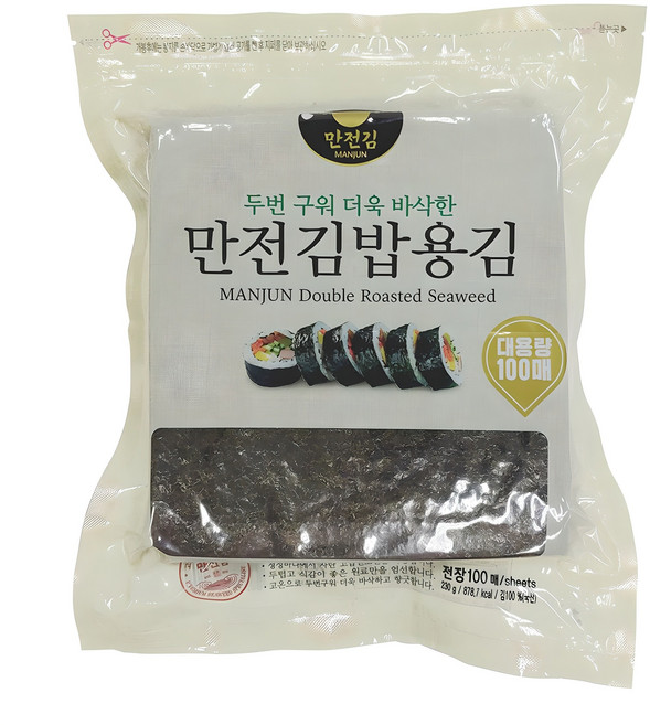 만전김 두번 구워 더욱 바삭한 김밥용김 100매, 230g, 1개