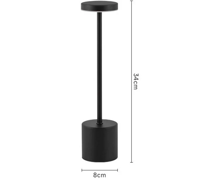 LED 책상 램프 충전식 테이블 3 단계 디밍이 가능한 바 레스토랑 분위기 무선 터치 방수 Led 조명, 02 Black