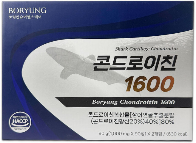 보령 콘드로이친 1600 180정 1개/상어연골추출 관절건강 뼈건강, 1세트, 180회분