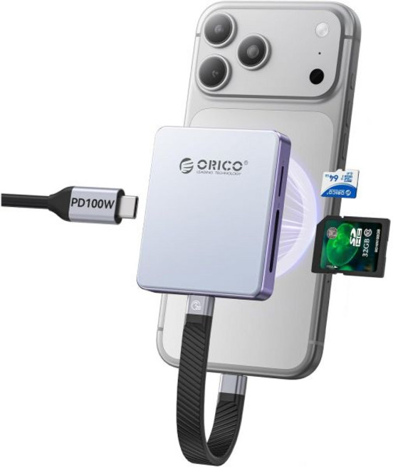 SDTF 3.0 카드 리더 PD100W 충전 포트를 갖춘 iPhone 호환4K ProRes용 ORICO 마그네틱 M.2 22302242 NVMe SSD 인클로저 호환151617, Blue