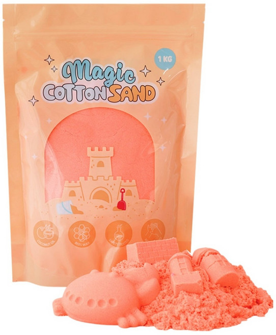 따블리에 매직 코튼 샌드 모래놀이 촉촉한 색모래 8색, 1개, 1kg, 오렌지