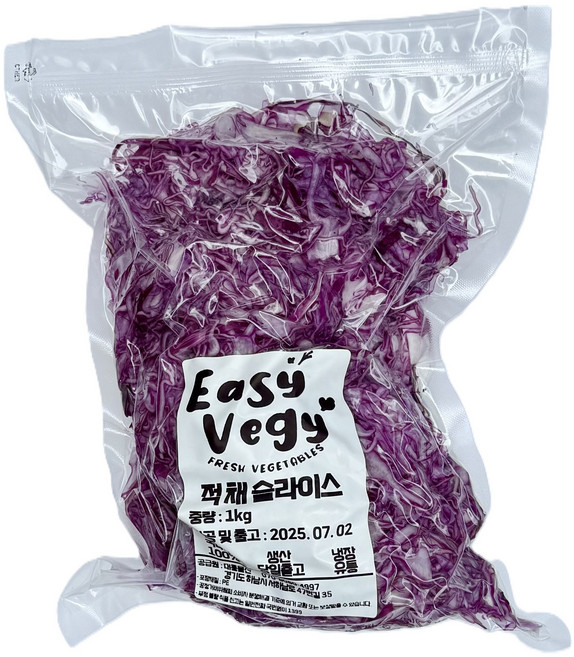국산 냉장 진공포장 적양배추 적채 슬라이스, 1개, 500g