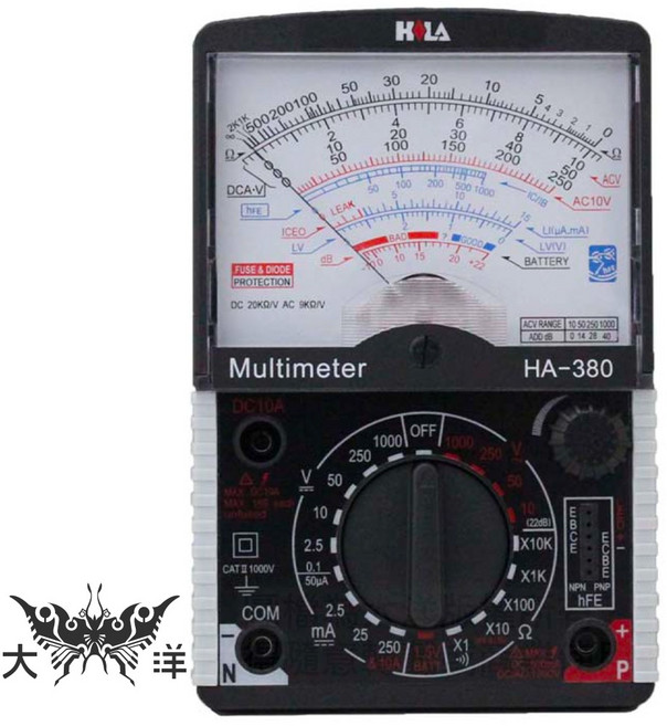 海碁 HILA 指針式三用電錶 HA-380, 1個