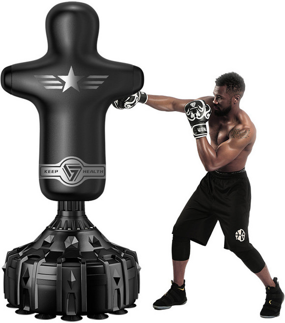 캐딘스 사람모양 스탠딩 샌드백 복싱 권투 흡착식 가정용, 블랙