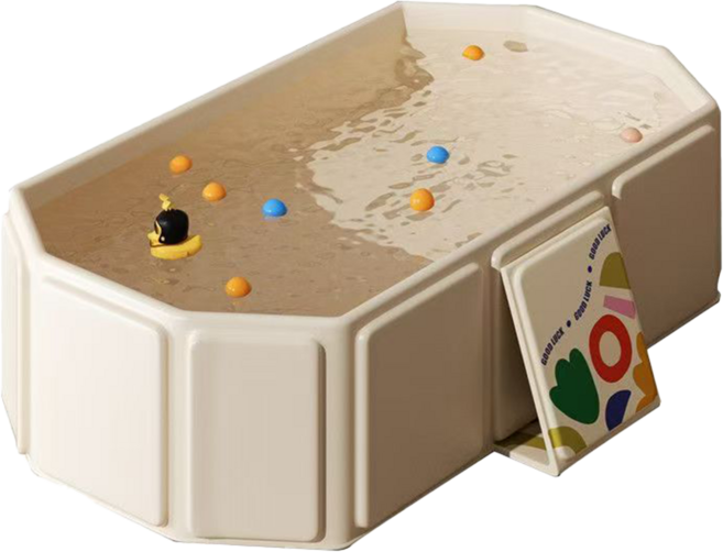 摺疊澡盆 加大加深 寶寶浴盆 免安裝 兒童游泳池, 浴盆奶杏白, 1個