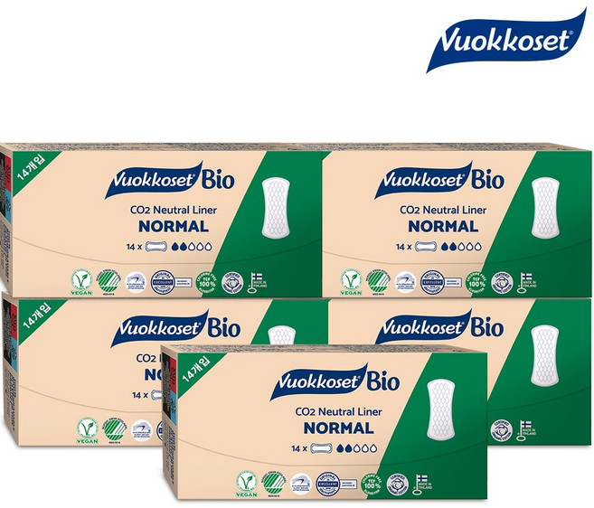 [비건라이프] 뷰코셋 바이오 팬티라이너, 일반, 14개입, 5개