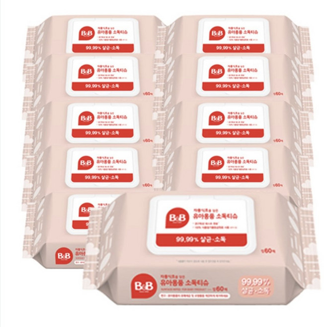 비앤비 소독티슈 캡형 60매 1box 소독 어린이 장난감 물티슈 / 살균티슈/ 아기소독티슈/ 유아용 물티슈, 1박스