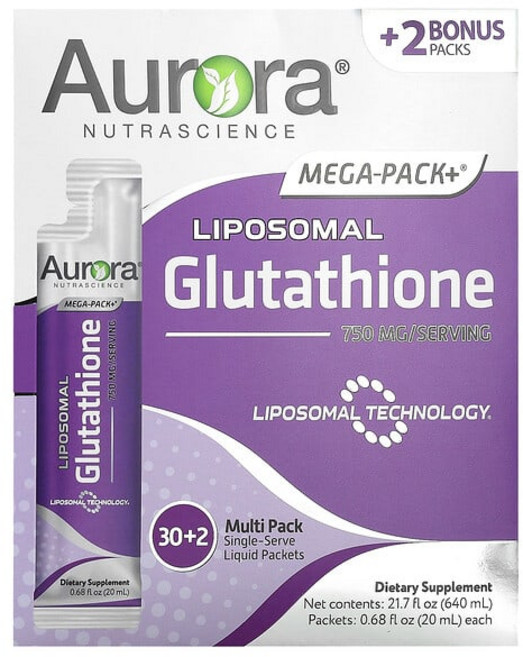 오로라 글루타치온 메가팩 750mg 32팩 액상형 팩당 20ml 0.68fl oz, 1개