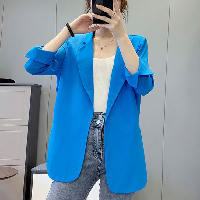 FANSYLI 여성 정장자켓 하객룩 여름 얇은 솔리드 면접정장 심플 오버핏 정장코트 오피스룩 X2603M2