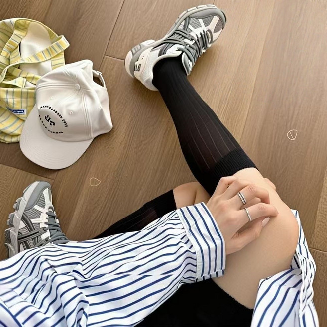 Banjiwu 여성 무지 니삭스 패션 슬림 롱 양말 압축 중목 양말 장목 양말 운동 필라테스 양말 순면 양말 4족 세트