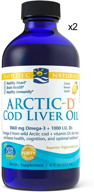 노르딕내추럴스 대구 간유 1060mg 비타민D 1000IU 237ml x 2, 2개 - 쿠팡