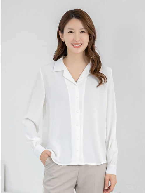 모슬린 엄마옷 블라우스 카라 오픈 긴팔 링클프리 MQG126463 마담 미시 중년여성 빅사이즈 할머니옷 50대 60대 70대