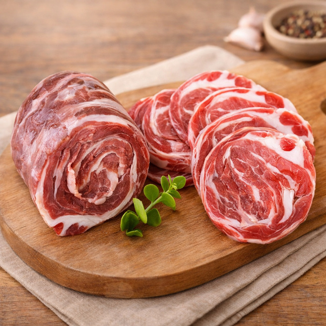 [그린푸드시스템] 냄새없는 최고급 염소 롤(roll)갈비살 300g, 1개