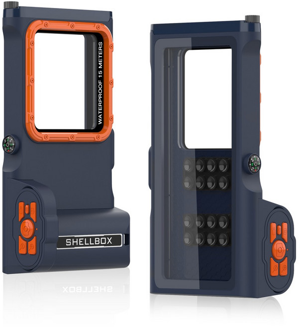 HTYVC 스마트폰 방수 케이스 IP68 잠수 방수 케이스 수중 버튼을 누릅 스노쿨링 다이빙15m방수 -3 세대, 1개, 3 세대 블루+오렌지