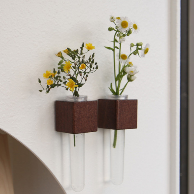 내일의공간 원목 화병 마그넷(자석 부착형 벽걸이 꽃병), 네츄럴