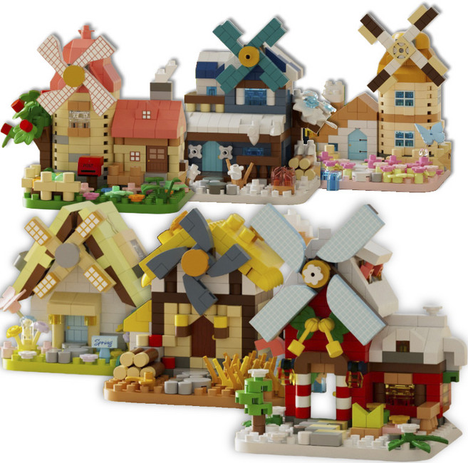 [나노킹-감성블럭] 풍차 하우스 나노블럭 DN021, 6개