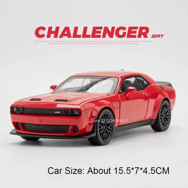 1:32 충전기 헬캣 자동차 장난감 어처 모델 합금 다이캐스트 사운드 도어 오픈 풀백 충격 흡수 소 선물용, 06 Hellcat Red