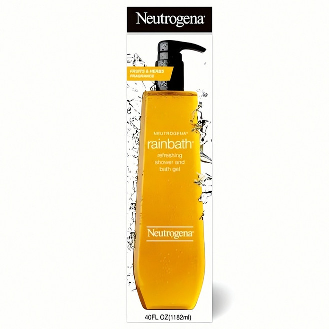 뉴트로지나 레인바스 바디워시 1182ml 바디 워시 스크럽 폼 샤워 젤 피부 정제 향기, 1, 1.182L