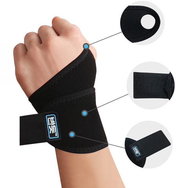 워크투제트 반듯하게 일상 스포츠 얇은 손목보호대 양손용, 1개, 블랙