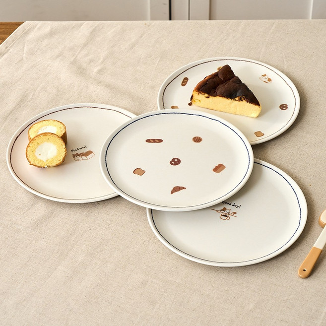 [MODERN HOUSE 중계점] L 냥이네빵굼터 뱀부파이버 원형접시 4P NK2625031, 1개