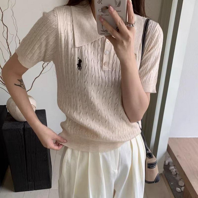 POLO領麻花針織衫 短袖