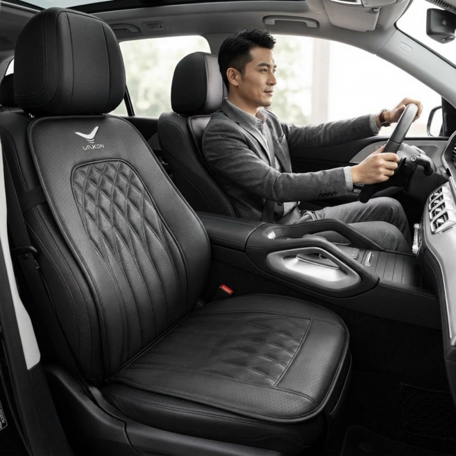 LAXON 카시트 자동차용 차량겸용 안마시트 안마기 차량용 3D 온열 에어 마사지기, 자동차안마매트(블랙)