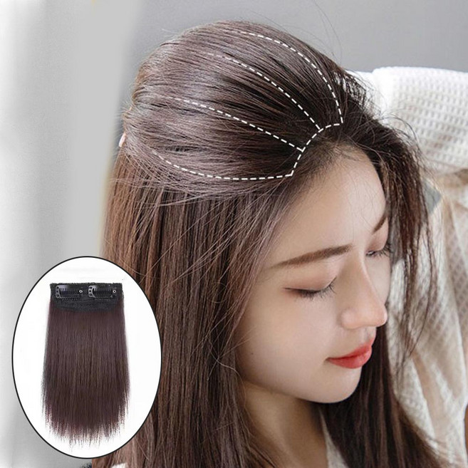 윗머리 볼륨 부분 가발 머리뽕부분 가발 정수리뽕 옆머리 뒷머리 헤어피스 볼륨 가발, 20cm-다크브라운, 1개