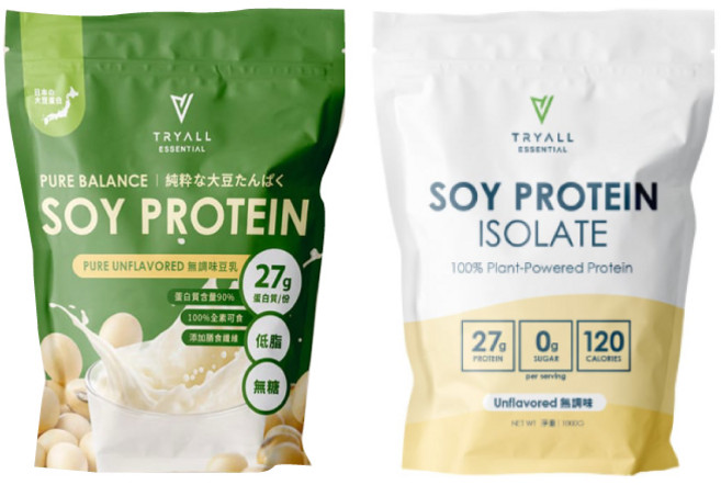 TRYALL ESSENTIAL 分離大豆蛋白 無調味, 1kg, 2個