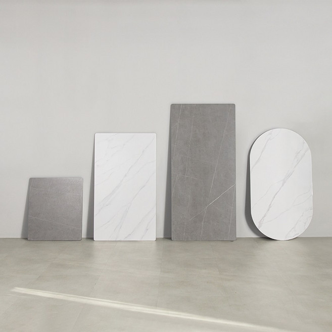 라로퍼니처 포세린 통 세라믹 식탁 테이블 상판만 2인 4인 6인 사각 원형 타원 (프레임 다리 제외), 유광 화이트, 유광 화이트