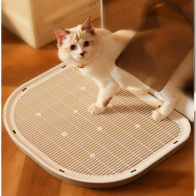 아이레노 고양이 모래발판 사막화 방지 벌집 매트 대형 이중 구조 방수 세척 간편한 발판 화장실 앞 정리용 소품 그레이 색상, 1개