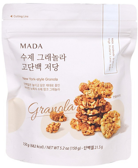 MADA 수제 그래놀라 고단백 저당, 2개, 150g