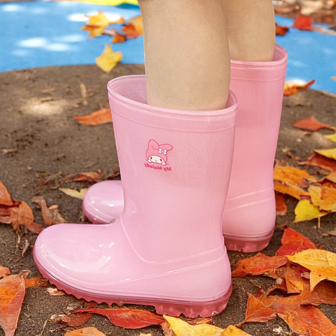 산리오 마이멜로디 아동 장화 반투명 레인 부츠 신발 캐릭터 어린이 주니어 아이 미끄럼 방지 핑크