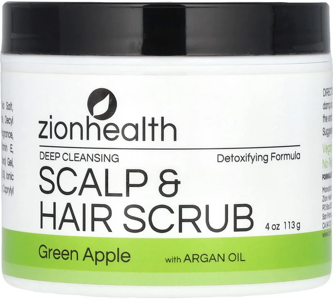 Zion Health 아르간 오일 함유 딥 클렌징 두피 & 헤어 스크럽 그린 애플 113g (4 oz), ZionHealth아르간오일함유딥클렌징두피헤어스크럽그린, 1개 - 쿠팡