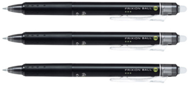 파이롯트 프릭션 지워지는 볼펜 0.5mm, 블랙, 3개